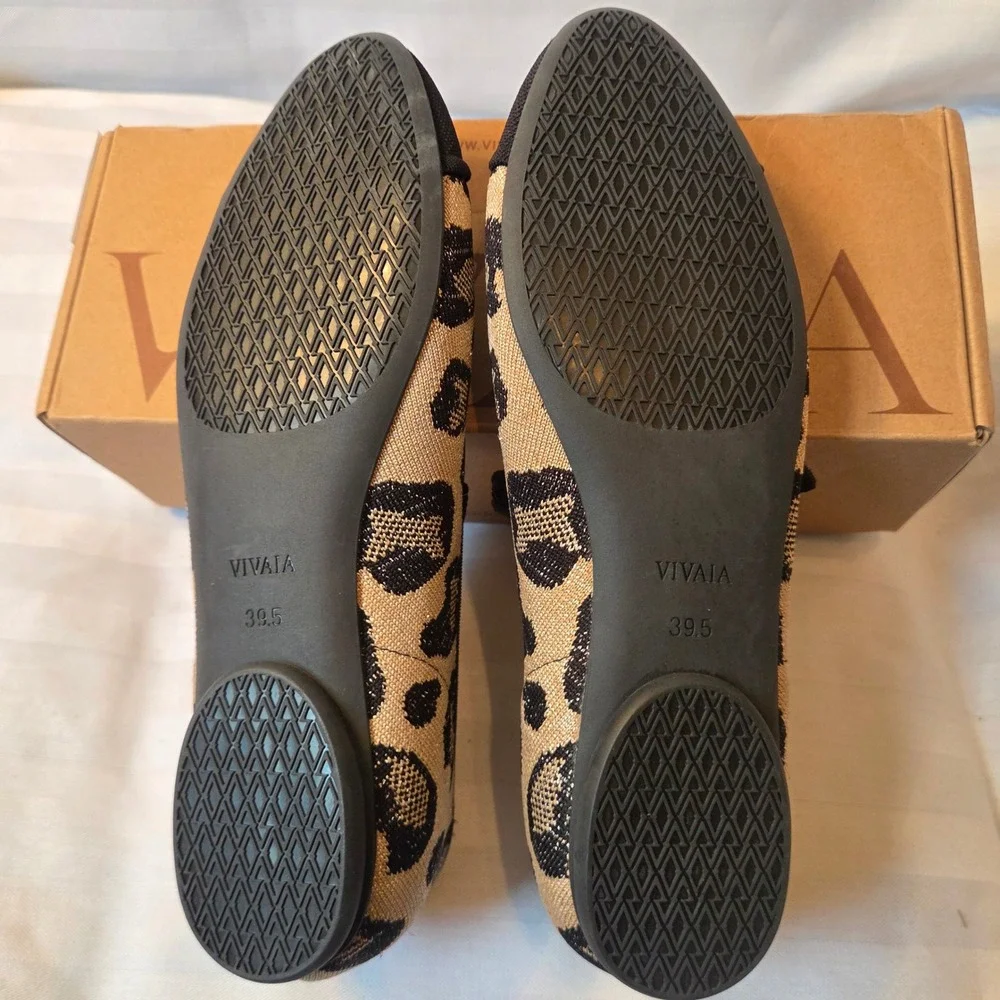VIVAIA Tamia Metallic Leopard Almond Toe Mary Jane Flats EU 39.5 US 8.5 NEW